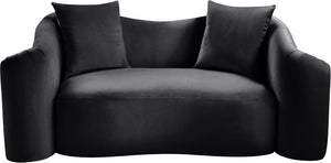 Meridian Furniture Destin Curved Velvet Loveseat with Plush Cushions and Sculpted Frame for Modern Living Rooms Black 44052Black-L