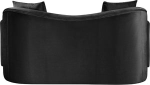Meridian Furniture Destin Curved Velvet Loveseat with Plush Cushions and Sculpted Frame for Modern Living Rooms Black 44052Black-L