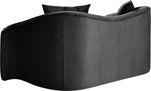 Meridian Furniture Destin Curved Velvet Loveseat with Plush Cushions and Sculpted Frame for Modern Living Rooms Black 44052Black-L