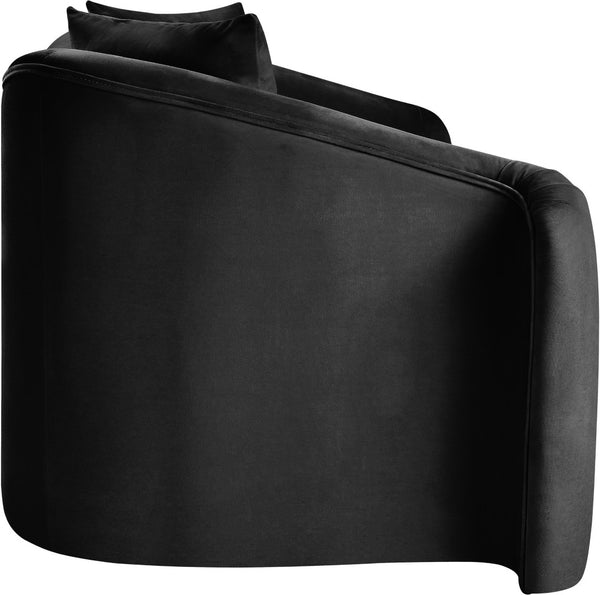 Meridian Furniture Destin Curved Velvet Loveseat with Plush Cushions and Sculpted Frame for Modern Living Rooms Black 44052Black-L