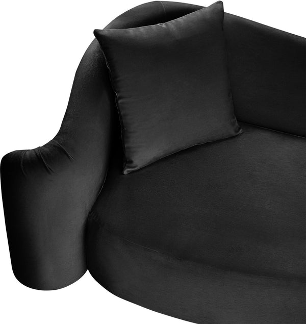 Meridian Furniture Destin Curved Velvet Sofa with Plush Deep Cushions for Modern Living Room Style and Comfort Black 44052Black-S