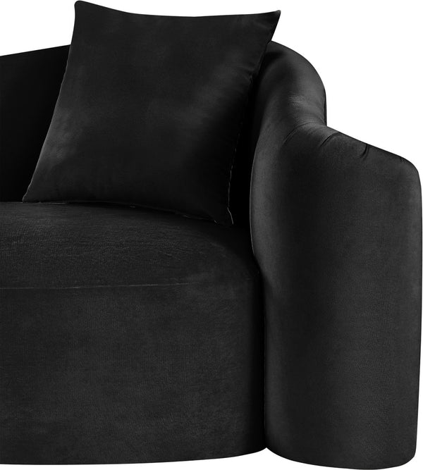 Meridian Furniture Destin Curved Velvet Sofa with Plush Deep Cushions for Modern Living Room Style and Comfort Black 44052Black-S
