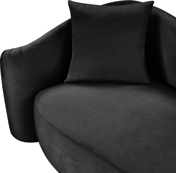 Meridian Furniture Destin Curved Velvet Sofa with Plush Deep Cushions for Modern Living Room Style and Comfort Black 44052Black-S
