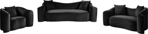Meridian Furniture Destin Curved Velvet Sofa with Plush Deep Cushions for Modern Living Room Style and Comfort Black 44052Black-S