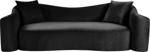 Meridian Furniture Destin Curved Velvet Sofa with Plush Deep Cushions for Modern Living Room Style and Comfort Black 44052Black-S