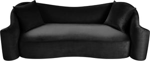 Meridian Furniture Destin Curved Velvet Sofa with Plush Deep Cushions for Modern Living Room Style and Comfort Black 44052Black-S
