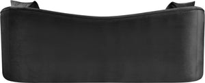 Meridian Furniture Destin Curved Velvet Sofa with Plush Deep Cushions for Modern Living Room Style and Comfort Black 44052Black-S