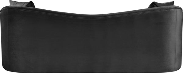 Meridian Furniture Destin Curved Velvet Sofa with Plush Deep Cushions for Modern Living Room Style and Comfort Black 44052Black-S