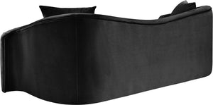 Meridian Furniture Destin Curved Velvet Sofa with Plush Deep Cushions for Modern Living Room Style and Comfort Black 44052Black-S