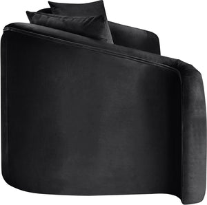 Meridian Furniture Destin Curved Velvet Sofa with Plush Deep Cushions for Modern Living Room Style and Comfort Black 44052Black-S