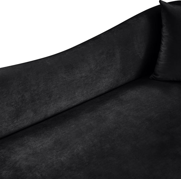 Meridian Furniture Destin Curved Velvet Sofa with Plush Deep Cushions for Modern Living Room Style and Comfort Black 44052Black-S