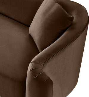 Meridian Furniture Destin Sculptural Velvet Accent Chair with Organic Curves for Modern Living Room Comfort Brown 44052Brown-C