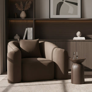 Meridian Furniture Destin Sculptural Velvet Accent Chair with Organic Curves for Modern Living Room Comfort Brown 44052Brown-C
