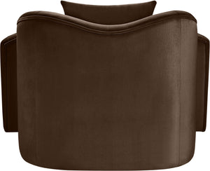 Meridian Furniture Destin Sculptural Velvet Accent Chair with Organic Curves for Modern Living Room Comfort Brown 44052Brown-C