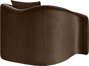 Meridian Furniture Destin Sculptural Velvet Accent Chair with Organic Curves for Modern Living Room Comfort Brown 44052Brown-C