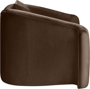 Meridian Furniture Destin Sculptural Velvet Accent Chair with Organic Curves for Modern Living Room Comfort Brown 44052Brown-C