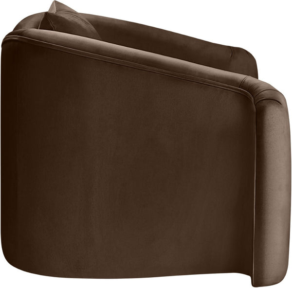 Meridian Furniture Destin Sculptural Velvet Accent Chair with Organic Curves for Modern Living Room Comfort Brown 44052Brown-C