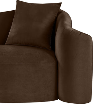 Meridian Furniture Destin Curved Velvet Loveseat with Plush Cushions and Sculpted Frame for Modern Living Rooms Brown 44052Brown-L