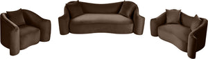 Meridian Furniture Destin Curved Velvet Loveseat with Plush Cushions and Sculpted Frame for Modern Living Rooms Brown 44052Brown-L