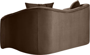 Meridian Furniture Destin Curved Velvet Loveseat with Plush Cushions and Sculpted Frame for Modern Living Rooms Brown 44052Brown-L