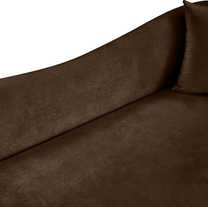 Meridian Furniture Destin Curved Velvet Loveseat with Plush Cushions and Sculpted Frame for Modern Living Rooms Brown 44052Brown-L
