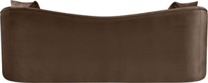Meridian Furniture Destin Curved Velvet Sofa with Plush Deep Cushions for Modern Living Room Style and Comfort Brown 44052Brown-S
