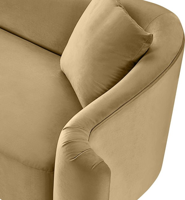 Meridian Furniture Destin Sculptural Velvet Accent Chair with Organic Curves for Modern Living Room Comfort Camel 44052Camel-C