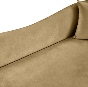 Meridian Furniture Destin Curved Velvet Sofa with Plush Deep Cushions for Modern Living Room Style and Comfort Camel 44052Camel-S