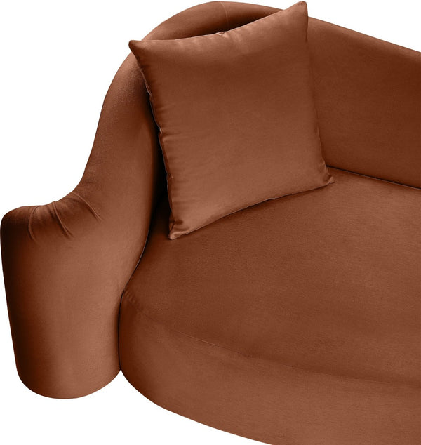Meridian Furniture Destin Sculptural Velvet Accent Chair with Organic Curves for Modern Living Room Comfort Cognac 44052Cognac-C