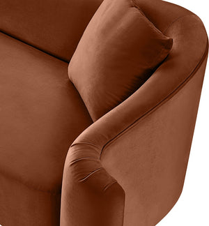 Meridian Furniture Destin Sculptural Velvet Accent Chair with Organic Curves for Modern Living Room Comfort Cognac 44052Cognac-C