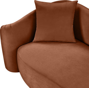 Meridian Furniture Destin Sculptural Velvet Accent Chair with Organic Curves for Modern Living Room Comfort Cognac 44052Cognac-C