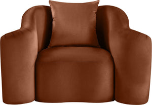 Meridian Furniture Destin Sculptural Velvet Accent Chair with Organic Curves for Modern Living Room Comfort Cognac 44052Cognac-C