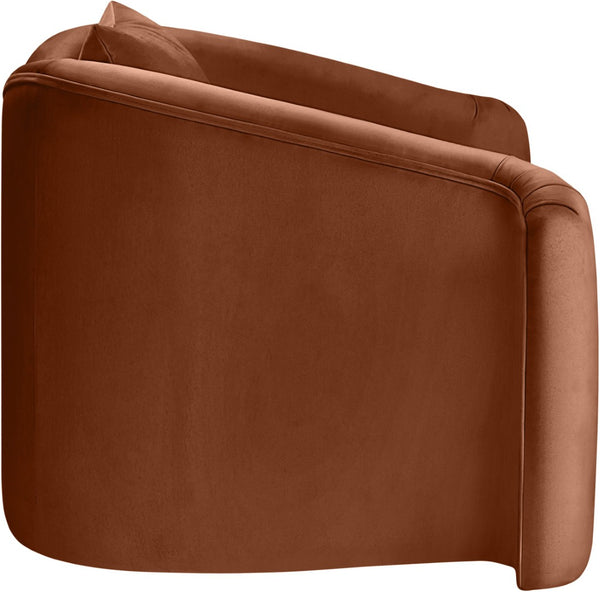Meridian Furniture Destin Sculptural Velvet Accent Chair with Organic Curves for Modern Living Room Comfort Cognac 44052Cognac-C