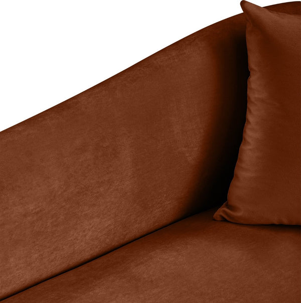 Meridian Furniture Destin Sculptural Velvet Accent Chair with Organic Curves for Modern Living Room Comfort Cognac 44052Cognac-C