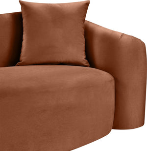 Meridian Furniture Destin Sculptural Velvet Accent Chair with Organic Curves for Modern Living Room Comfort Cognac 44052Cognac-C