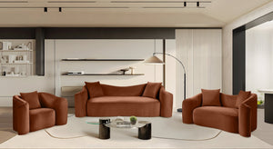 Meridian Furniture Destin Sculptural Velvet Accent Chair with Organic Curves for Modern Living Room Comfort Cognac 44052Cognac-C