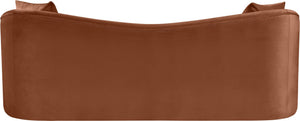 Meridian Furniture Destin Curved Velvet Sofa with Plush Deep Cushions for Modern Living Room Style and Comfort Cognac 44052Cognac-S