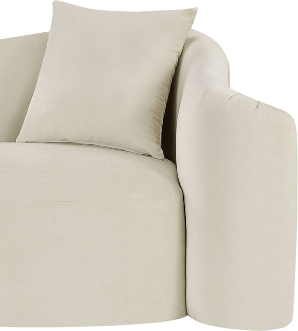 Meridian Furniture Destin Sculptural Velvet Accent Chair with Organic Curves for Modern Living Room Comfort Cream 44052Cream-C