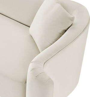 Meridian Furniture Destin Sculptural Velvet Accent Chair with Organic Curves for Modern Living Room Comfort Cream 44052Cream-C