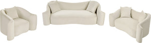 Meridian Furniture Destin Sculptural Velvet Accent Chair with Organic Curves for Modern Living Room Comfort Cream 44052Cream-C
