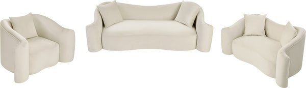 Meridian Furniture Destin Sculptural Velvet Accent Chair with Organic Curves for Modern Living Room Comfort Cream 44052Cream-C