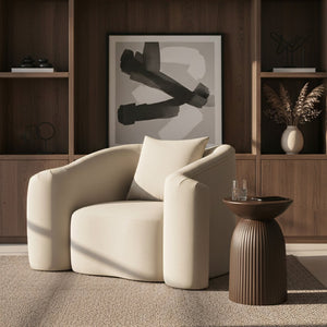 Meridian Furniture Destin Sculptural Velvet Accent Chair with Organic Curves for Modern Living Room Comfort Cream 44052Cream-C
