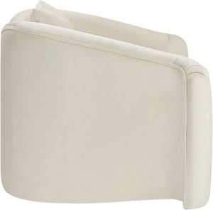 Meridian Furniture Destin Sculptural Velvet Accent Chair with Organic Curves for Modern Living Room Comfort Cream 44052Cream-C