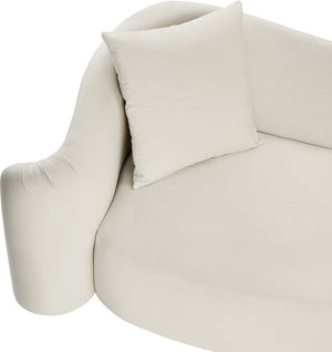 Meridian Furniture Destin Curved Velvet Loveseat with Plush Cushions and Sculpted Frame for Modern Living Rooms Cream 44052Cream-L