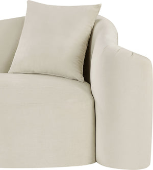 Meridian Furniture Destin Curved Velvet Loveseat with Plush Cushions and Sculpted Frame for Modern Living Rooms Cream 44052Cream-L