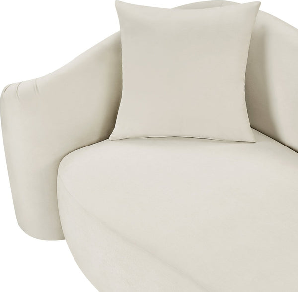 Meridian Furniture Destin Curved Velvet Loveseat with Plush Cushions and Sculpted Frame for Modern Living Rooms Cream 44052Cream-L