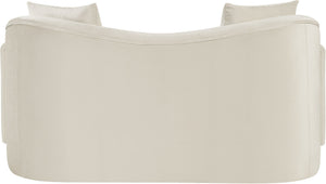 Meridian Furniture Destin Curved Velvet Loveseat with Plush Cushions and Sculpted Frame for Modern Living Rooms Cream 44052Cream-L