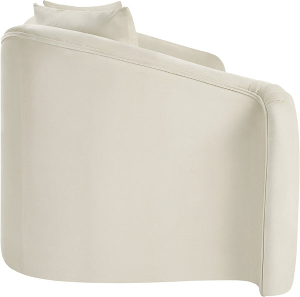 Meridian Furniture Destin Curved Velvet Loveseat with Plush Cushions and Sculpted Frame for Modern Living Rooms Cream 44052Cream-L