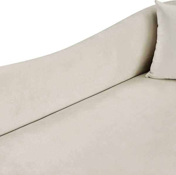 Meridian Furniture Destin Curved Velvet Loveseat with Plush Cushions and Sculpted Frame for Modern Living Rooms Cream 44052Cream-L
