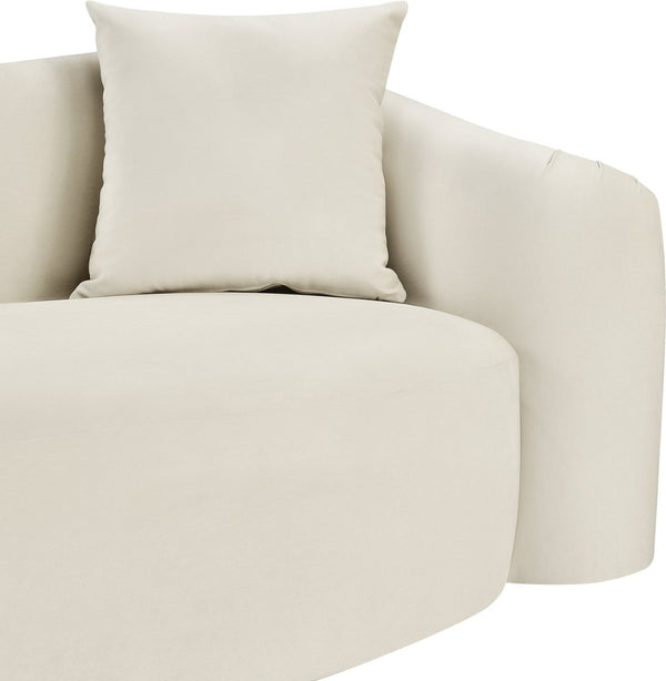 Meridian Furniture Destin Curved Velvet Loveseat with Plush Cushions and Sculpted Frame for Modern Living Rooms Cream 44052Cream-L